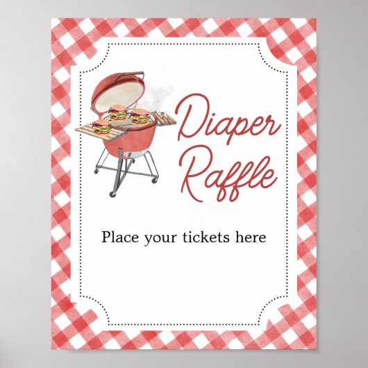 Red Burger BBQ Baby shower Luier Raffle Poster (Voorkant)