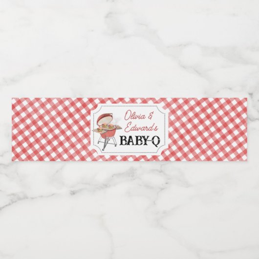 Red Burger BBQ Baby shower Waterfles Etiket (Enkel label)