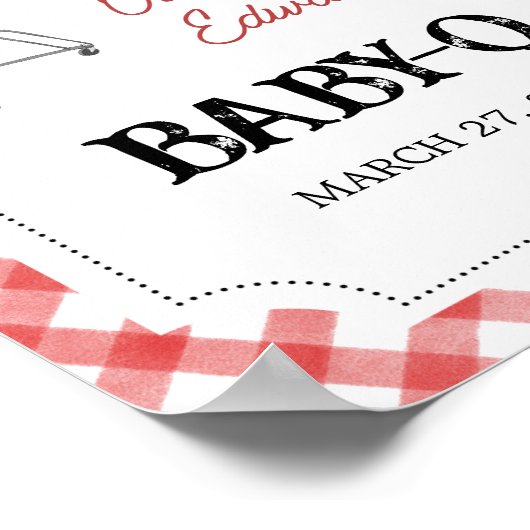 Red Burger BBQ Baby shower Welkom Poster (Hoek)