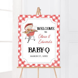 Red Burger BBQ Baby shower Welkom Poster
