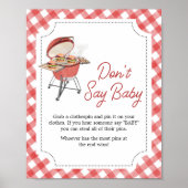 Red Burger BBQ Baby shower Zeg niet Baby Poster (Voorkant)