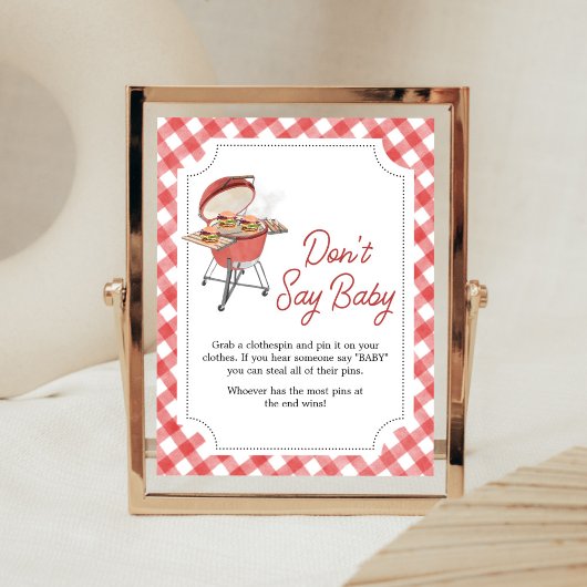 Red Burger BBQ Baby shower Zeg niet Baby Poster