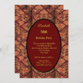Red Burgundy - 50th Birthday Party Invitation Kaart (Voorkant / Achterkant)