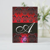 RED BURGUNDY BLACK DAMASK MONOGRAM RSVP ruby white (Staand voorkant)
