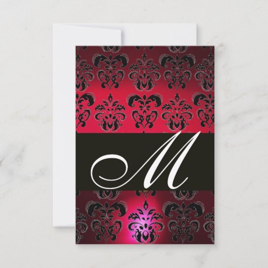 RED BURGUNDY BLACK DAMASK MONOGRAM RSVP ruby white (Voorkant)