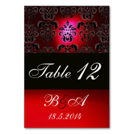 RED BURGUNDY BLACK WHITE CLASSY DAMASK MONOGRAM KAART