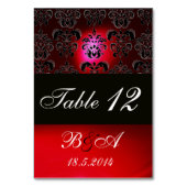 RED BURGUNDY BLACK WHITE CLASSY DAMASK MONOGRAM KAART (Voorkant)