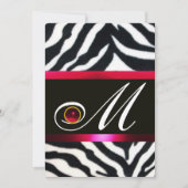 RED BURGUNDY BLACK WHITE ZEBRA FUR MONOGRAM KAART (Voorkant)