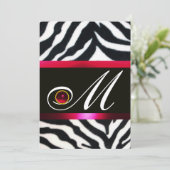RED BURGUNDY BLACK WHITE ZEBRA FUR MONOGRAM KAART (Staand voorkant)