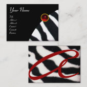 RED BURGUNDY BLACK WHITE ZEBRA FUR MONOGRAM, Ruby Visitekaartje (Voorkant / Achterkant)