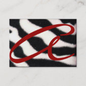 RED BURGUNDY BLACK WHITE ZEBRA FUR MONOGRAM, Ruby Visitekaartje (Achterkant)
