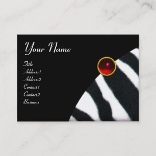 RED BURGUNDY BLACK WHITE ZEBRA FUR MONOGRAM, Ruby Visitekaartje