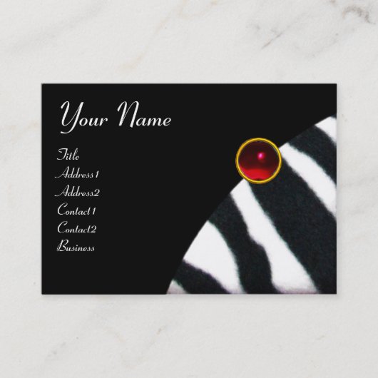 RED BURGUNDY BLACK WHITE ZEBRA FUR MONOGRAM, Ruby Visitekaartje (Voorkant)