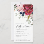 Red Burgundy Blush Blue Floral Baby shower Invite Bedankkaart (Voorkant)