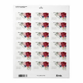 Red Burgundy Blush Blue Floral Bunch Adres Etiket (Full Sheet)