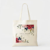 Red Burgundy Blush Blue Floral Bunch Wedding Tote Bag (Voorkant)