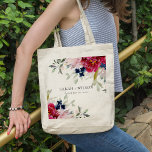 Red Burgundy Blush Blue Floral Bunch Wedding Tote Bag<br><div class="desc">Neem contact met mij op via yellowfebstudio@gmail.com voor meer aanpassingen of andere overeenkomende objecten.</div>