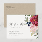 Red Burgundy Blush Blue Floral Weddenschap Bedankt Briefkaart (Voorkant / Achterkant)