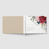 Red Burgundy Blush Blue Peony Floral Bunch Wedding Gastenboek (Volledig)