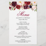 Red Burgundy Blush Floral Chic Weddenrenmenu<br><div class="desc">Red Burgundy Blush Floral Wedding Dinner Menu Kaart. Voor verdere aanpassing,  te klikken gelieve de "pas verder"verbinding aan en ons ontwerphulpmiddel te gebruiken om deze sjabloon te wijzigen. Neem contact met me op als je hulp of overeenkomende objecten nodig hebt.</div>