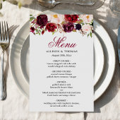 Red Burgundy Blush Floral Chic Weddenrenmenu