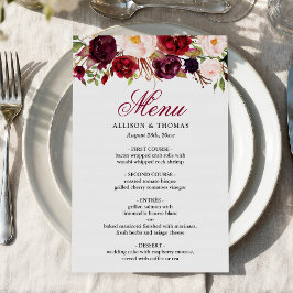 Red Burgundy Blush Floral Chic Weddenrenmenu