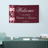 Red Burgundy Blush Pink Waterverf Welkom bruiloft Spandoek (Beurs)
