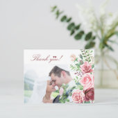 Red Burgundy Blush Roses PHOTO Weddenschap Briefkaart (Staand voorkant)