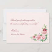 Red Burgundy Blush Roses Wedding Bedankkaart (Achterkant)