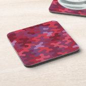 Red Burgundy Camo Plastic Coaster Set Bier Onderzetter (Linkerzijde)