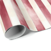 Red Burgundy Cream Stripes Christmas Cadeaupapier (Rol Hoek)