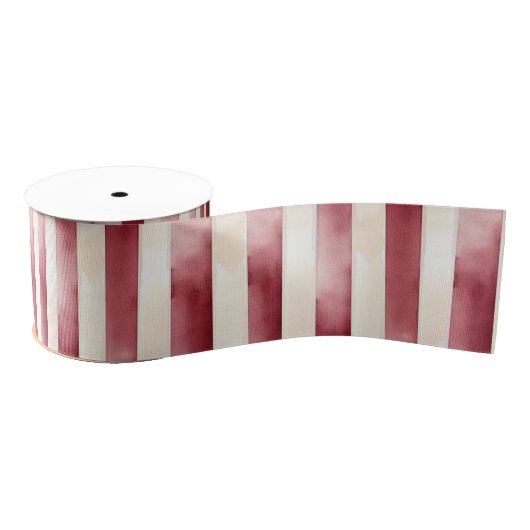 Red Burgundy Cream Stripes Christmas Grosgrain Lint (Spoel)