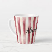 Red Burgundy Cream Stripes Christmas Latte Mok (Linkerhoek)