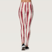 Red Burgundy Cream Stripes Christmas Leggings (Achterkant)