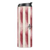 Red Burgundy Cream Stripes Christmas Thermosbeker (Gedraaid links)