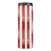 Red Burgundy Cream Stripes Christmas Thermosbeker (Achterkant)