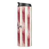 Red Burgundy Cream Stripes Christmas Thermosbeker (Geroteerd rechts)