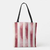 Red Burgundy Cream Stripes Christmas Tote Bag (Achterkant)