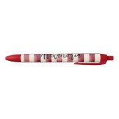Red Burgundy Cream Stripes Christmas Zwarte Inkt Pen (Bodem)