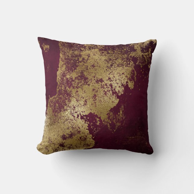 Red Burgundy Distress Grungy Gold Vip Kussen (Voorkant)