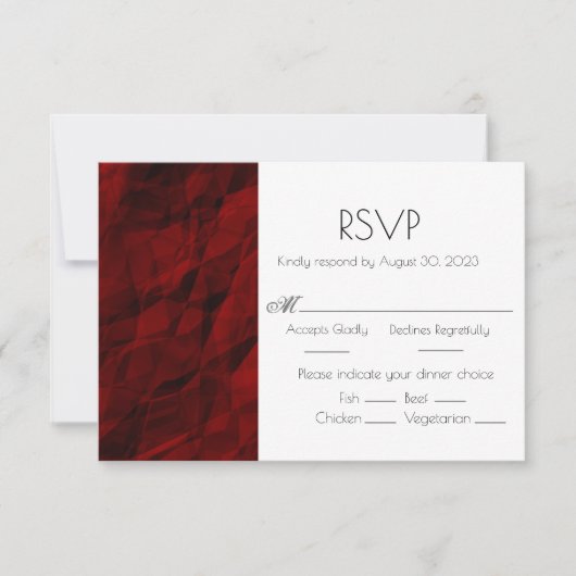 Red Burgundy Elegant Wedding Response RSVP-kaart RSVP Kaartje (Voorkant)