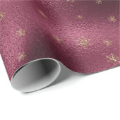 Red Burgundy Gold Glitter Snowflakes   Cadeaupapier (Rol Hoek)