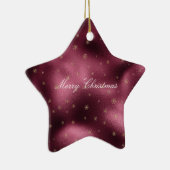 Red Burgundy Gold Glitter Snowflakes Keramisch Ornament (Rechts)