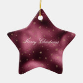 Red Burgundy Gold Glitter Snowflakes Keramisch Ornament (Voorkant)