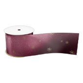 Red Burgundy Gold Glitter Snowflakes Satijnen Lint (Spoel)