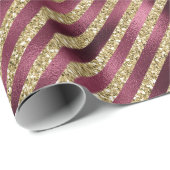 Red Burgundy Gold Glitter Stripes Cadeaupapier (Rol Hoek)