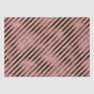 Red Burgundy Gold Glitter Stripes Tissuepapier
