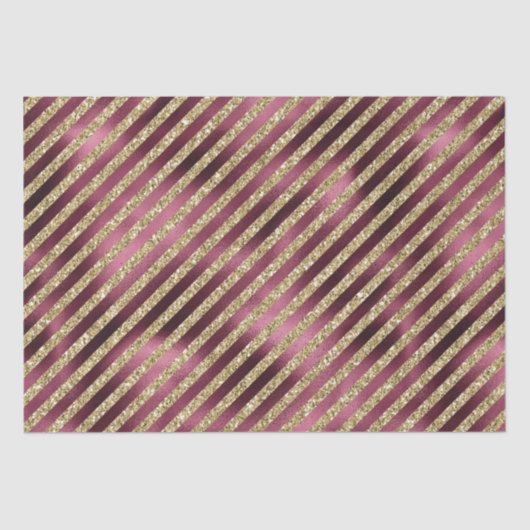 Red Burgundy Gold Glitter Stripes Tissuepapier (Voorkant)