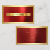 Red Burgundy Gold Lijst Metallic Minimal Visitekaartje (Voorkant / Achterkant)
