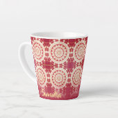 Red Burgundy Gold White Mandala Pattern Latte Mok (Linkerhoek)